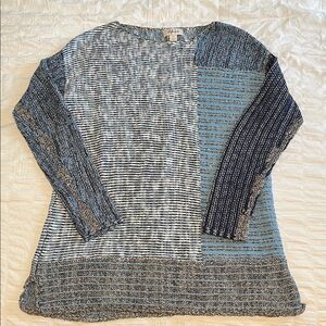 Blue and Gray Patchwork Sweater